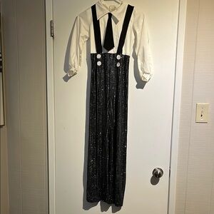 Black and White Striped Suspender Dance costume